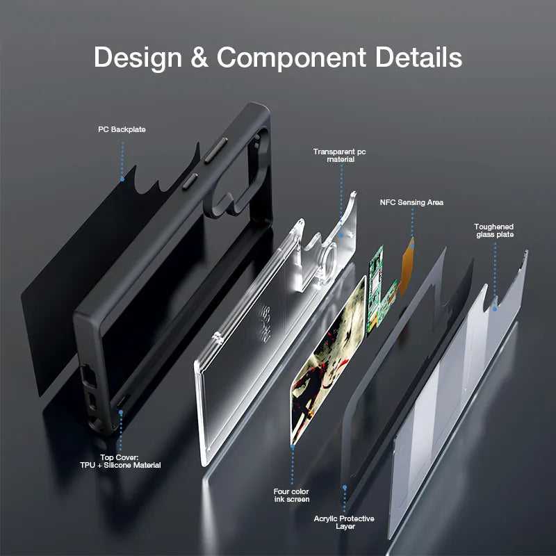 Smart NFC Ink Screen Phone Case for Galaxy S24 Ultra S24 Plus S23 Ultra