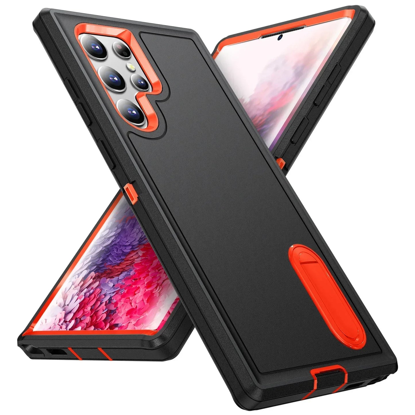 Heavy Anti-Scratch Rugged Protective Kickstand Full Body Shockproof Case for Samsung