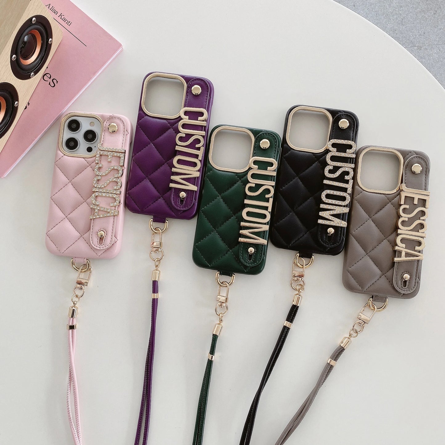 Leather Customized Name Letters Phone Case for iPhone