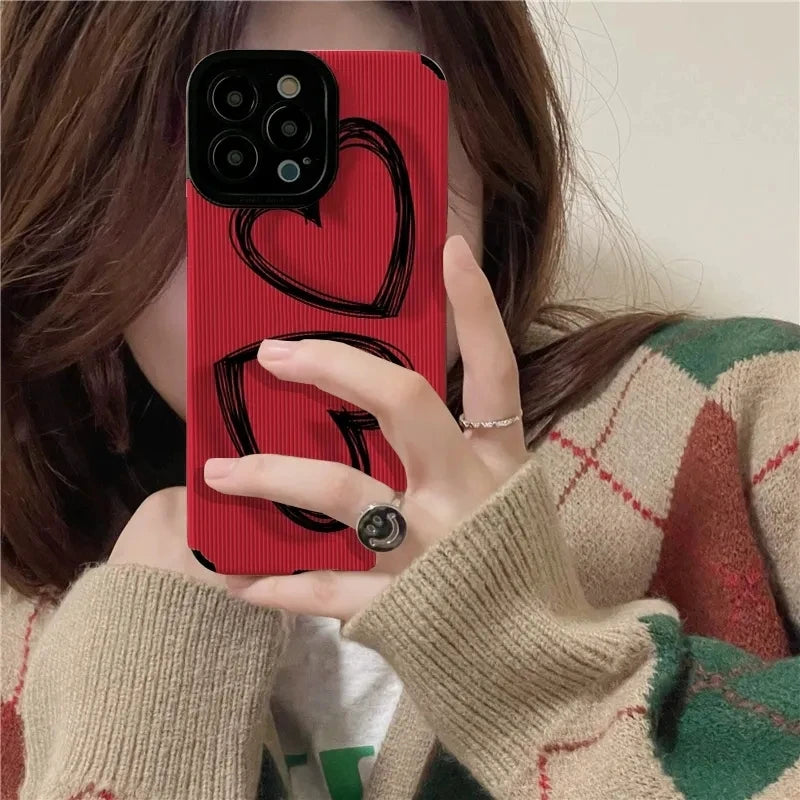 Cute Doodle Love Heart Case For iPhone