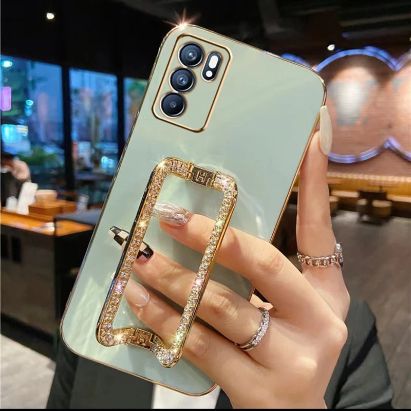 Luxury Rhinestone Metal Holder Plating Case For Samsung