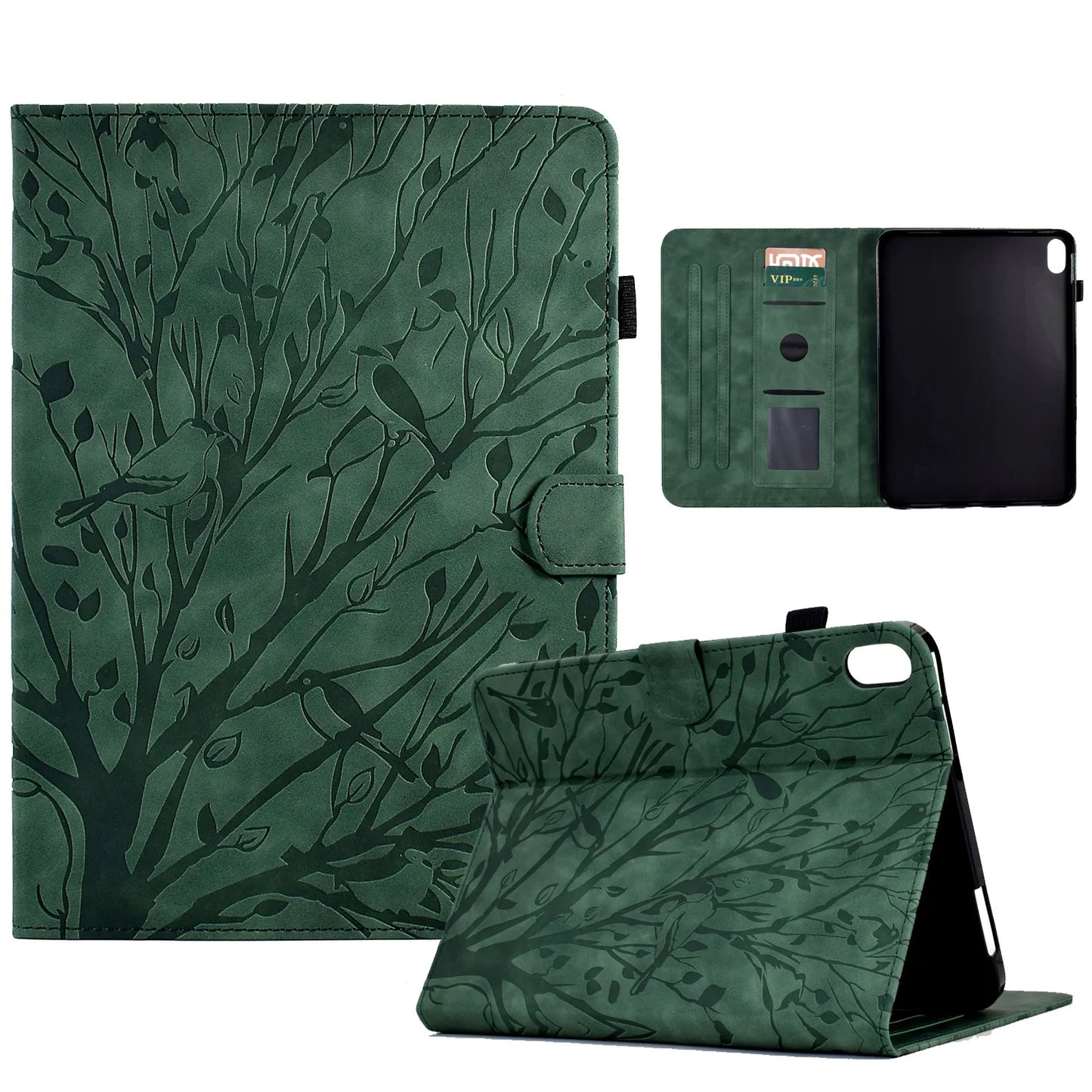 Embossed Tree Leather Wallet Case for iPad