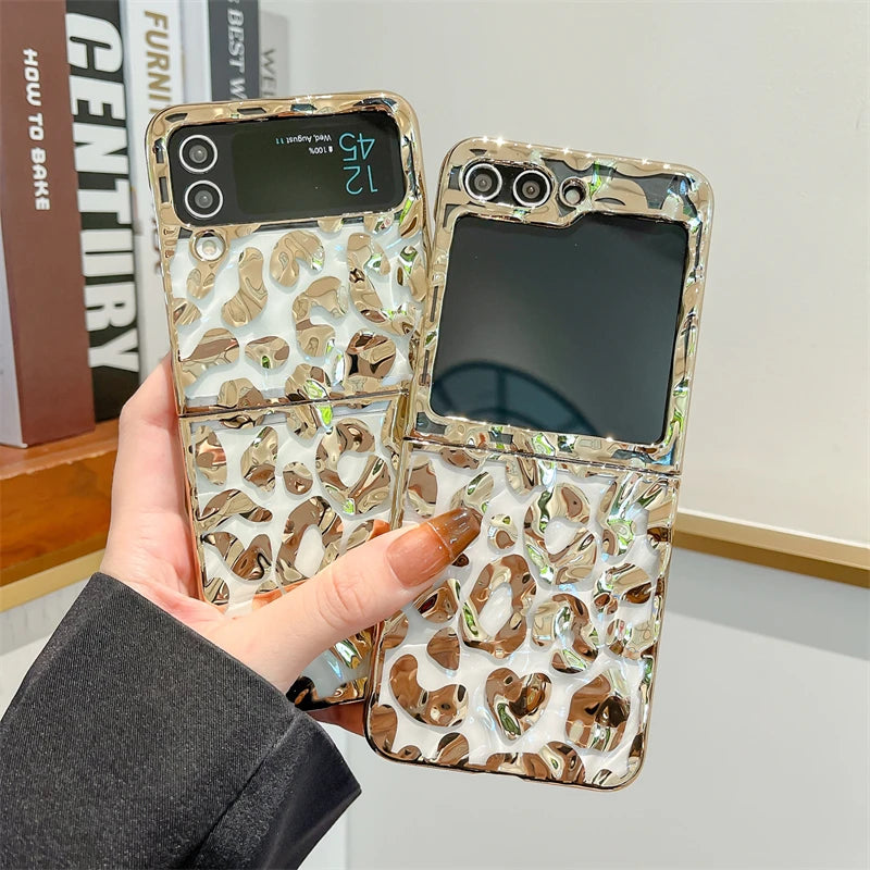 Luxury Folded Texture Leopard Print Phone Case For Samsung
