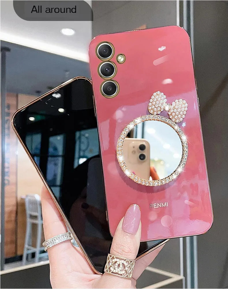 Make up Mirror Diamond Bling Case with Stand Cover