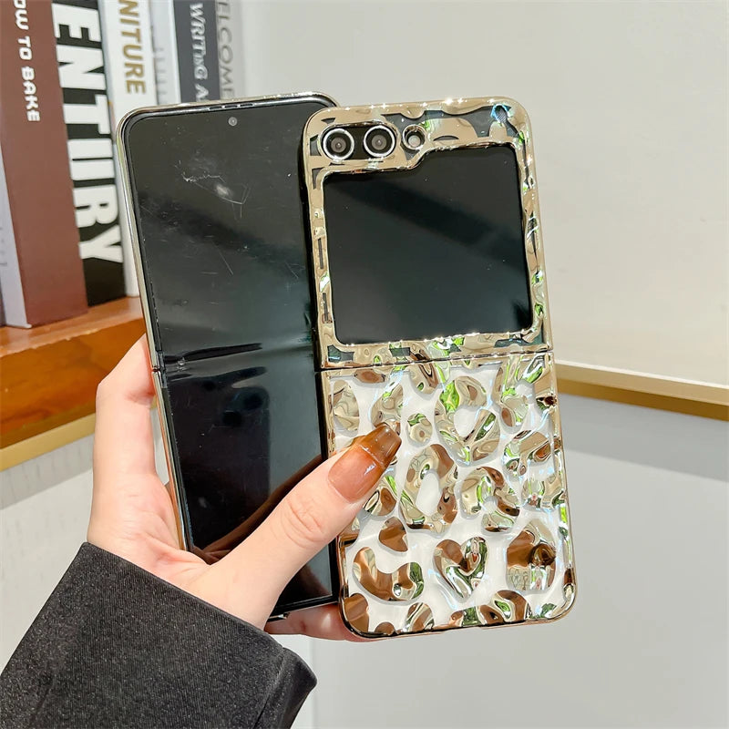 Luxury Folded Texture Leopard Print Phone Case For Samsung