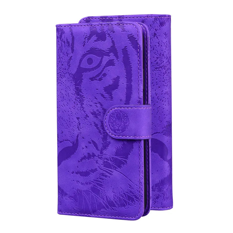 Magnetic Geometric Textile Pattern Wallet Case for Galaxy