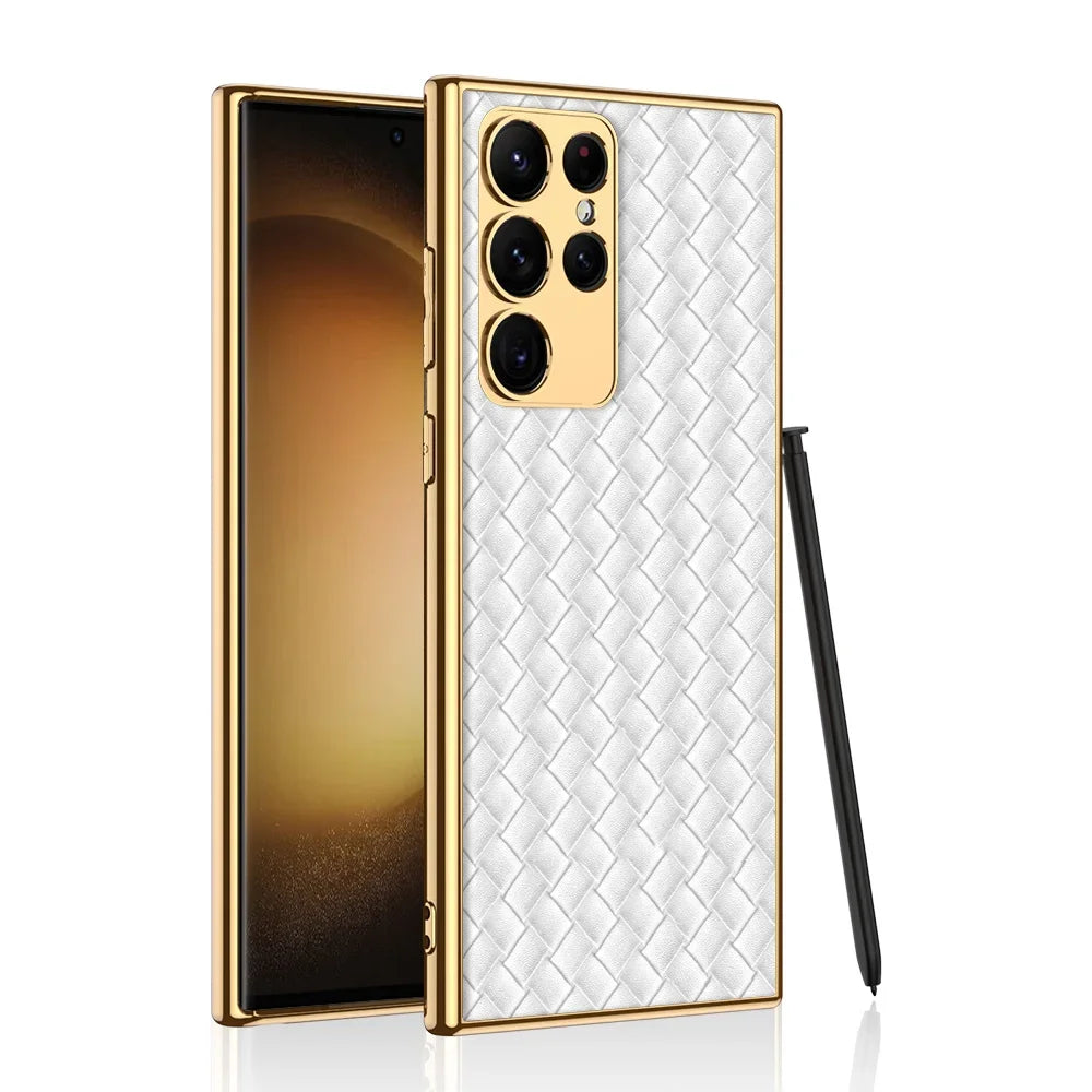 Electroplated Leather Weave Pattern Case for Samsung