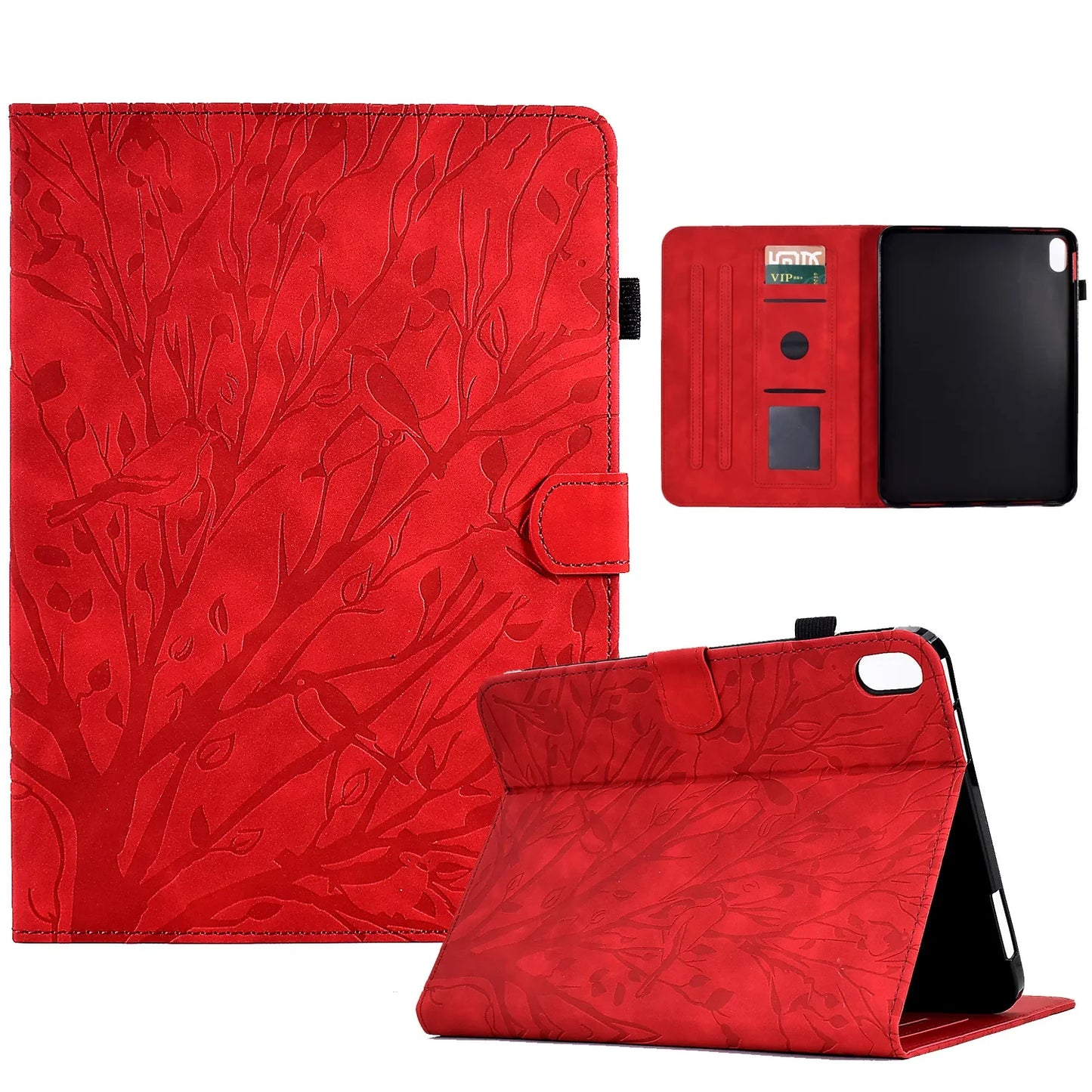 Embossed Tree Leather Wallet Case for iPad