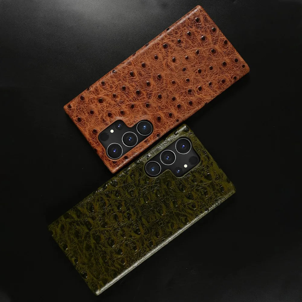 Ostrich Genuine Leather Case for Samsung