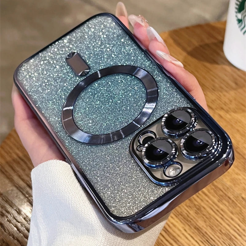 Soft Silicone Gradient Glitter Clear Case For iPhone