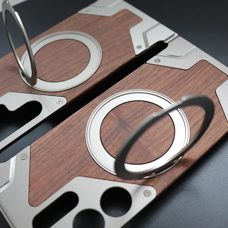 Walnut Wood Luxurious Aluminium Magsafe Case for Samsung