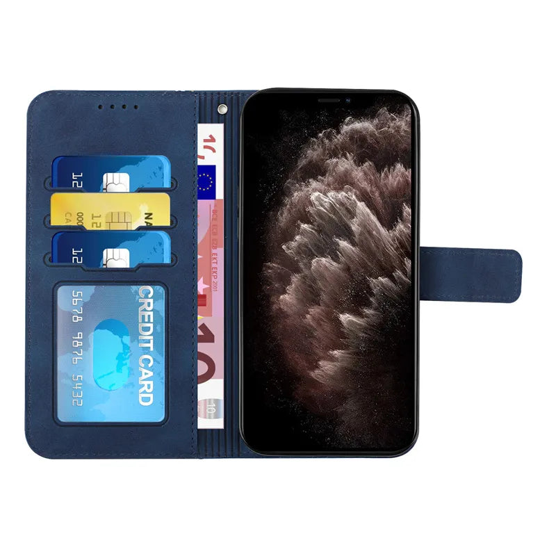 Solid Color Leather Flip Wallet Case For Samsung Galaxy