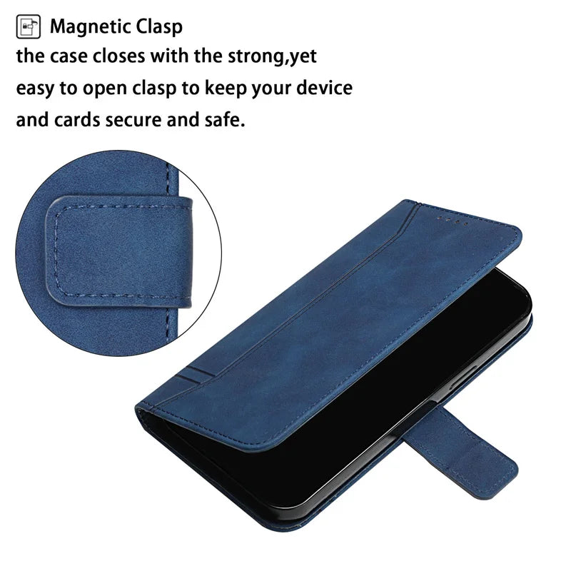 Solid Color Leather Flip Wallet Case For Samsung Galaxy