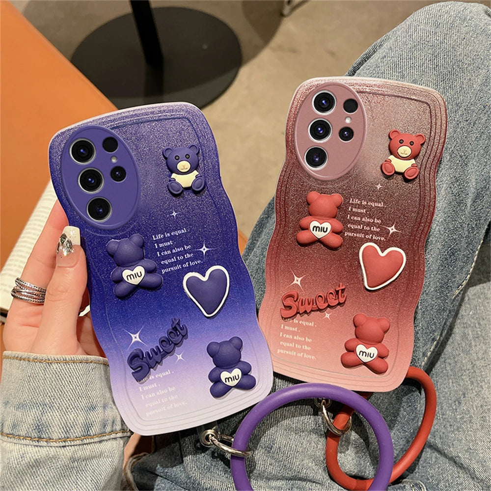 Lovely Bear Case For Samsung Galaxy with Wrist Strap