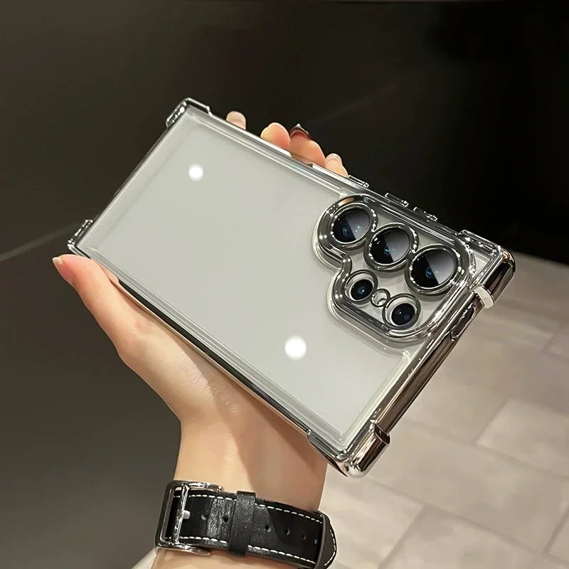 Plating Shockproof Transparent Soft Case For Samsung