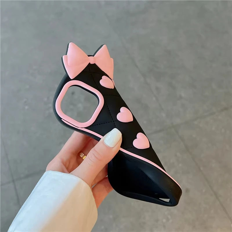 Cute Black Love Bow Soft Silicone Case for Samsung