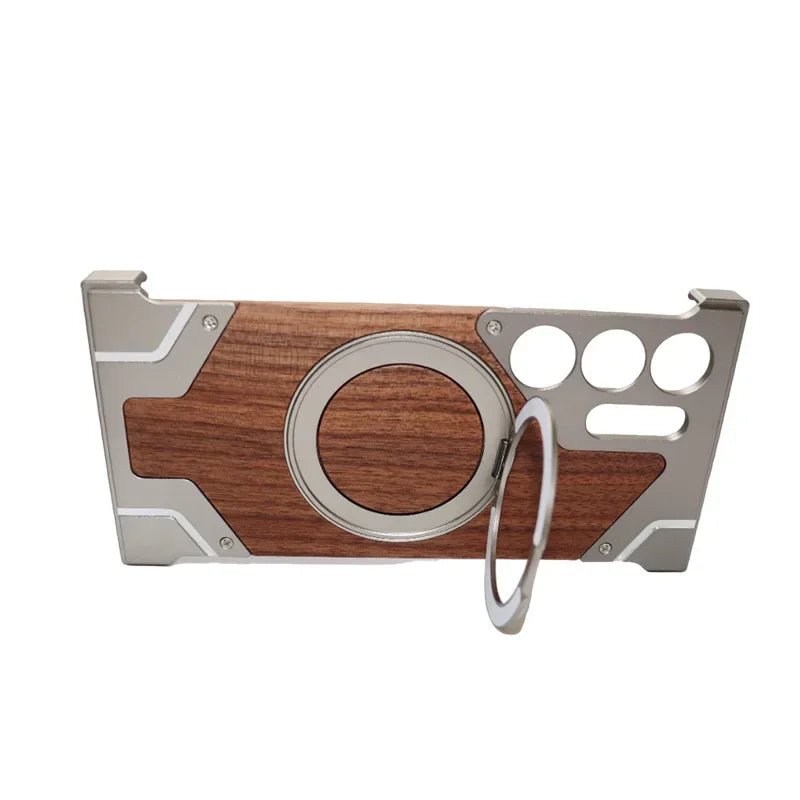 Walnut Wood Luxurious Aluminium Magsafe Case for Samsung
