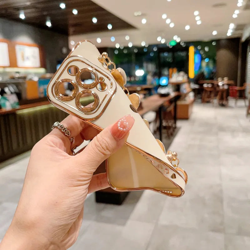 Luxury Soft Love Heart Bracelet Phone Case For iPhone