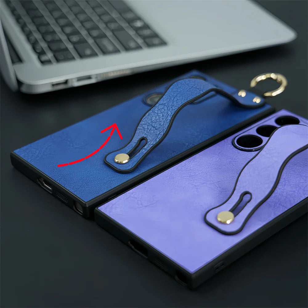 Wristband Bracket Leather Case for Samsung