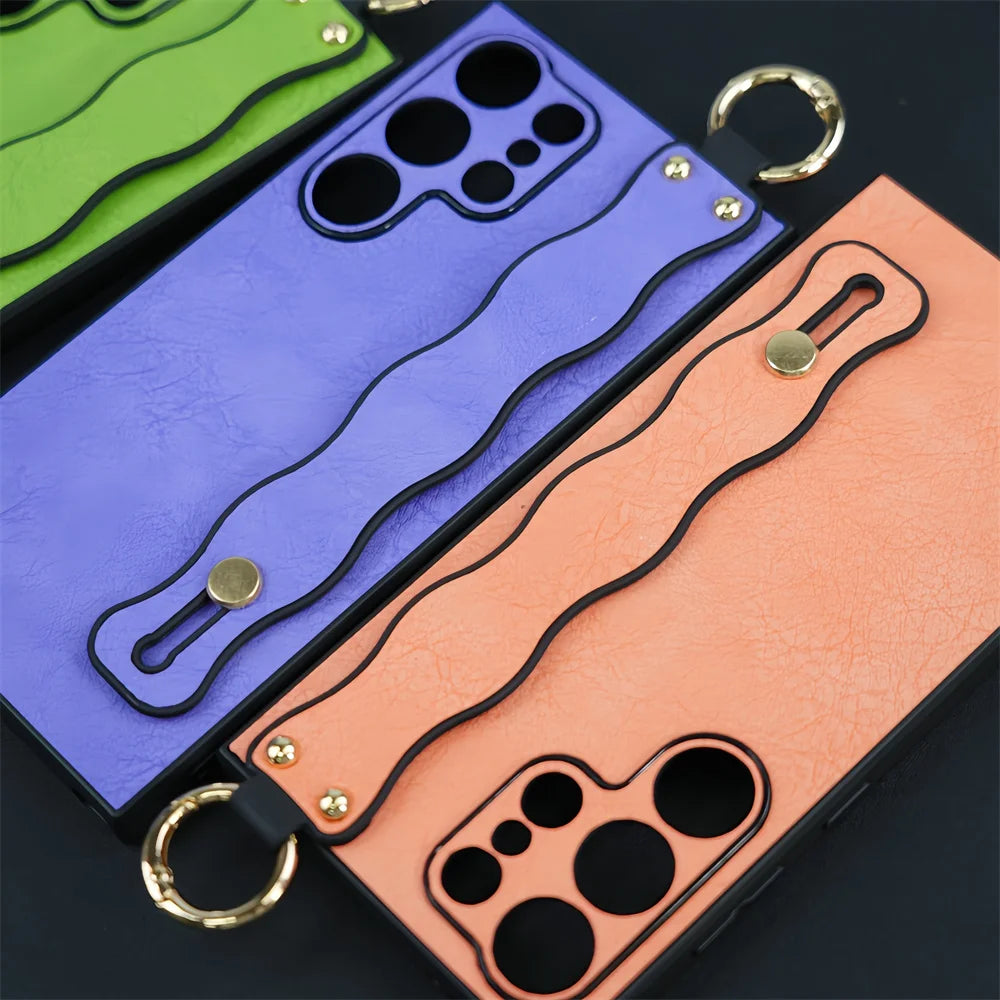 Wristband Bracket Leather Case for Samsung