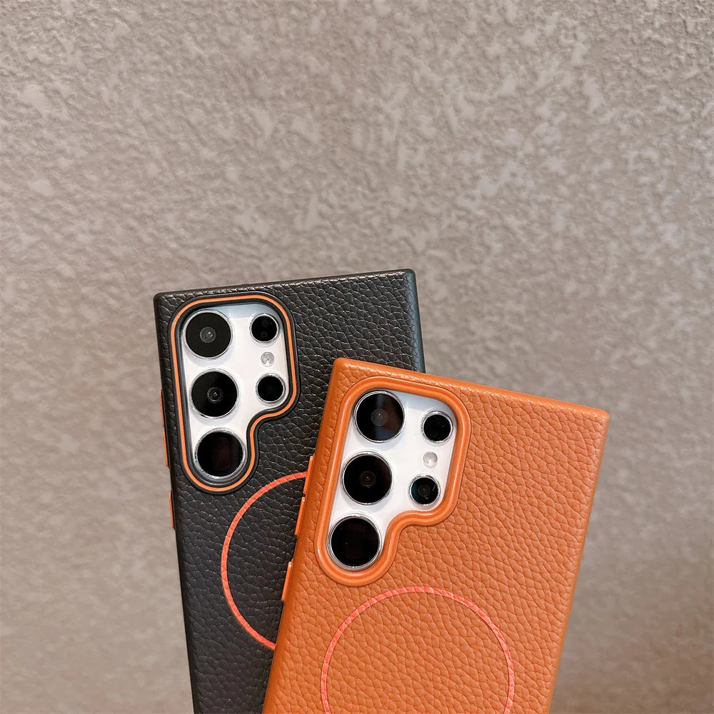 Lychee Textured Magsafe Case For Samsung