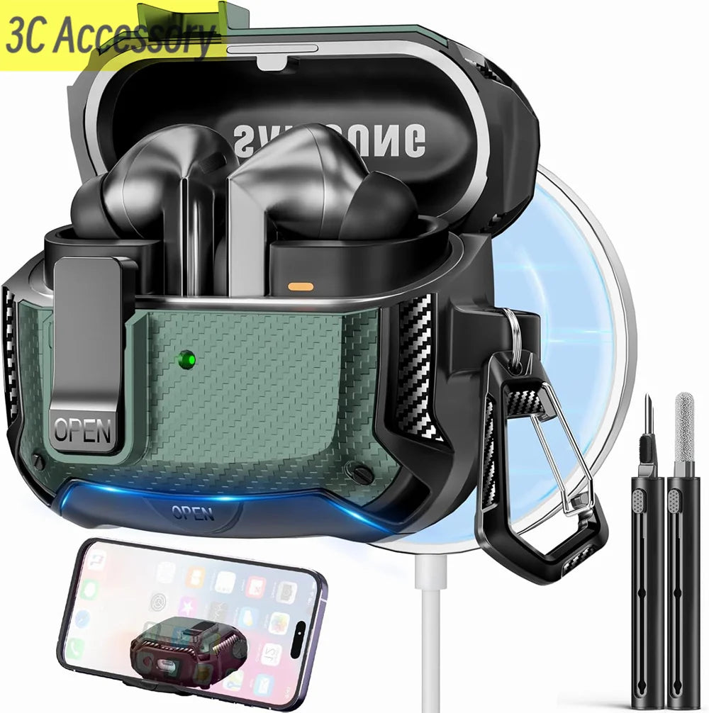 Secure Lock Clip Case for Samsung Buds with Cleaning kit