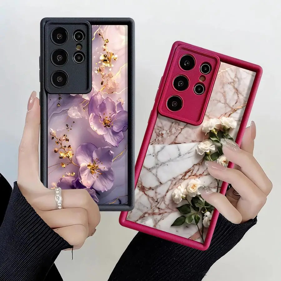 Flower Marble Phone Case for Samsung