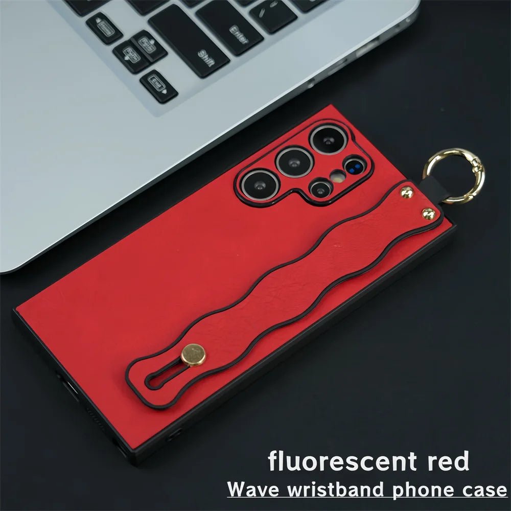 Wristband Bracket Leather Case for Samsung