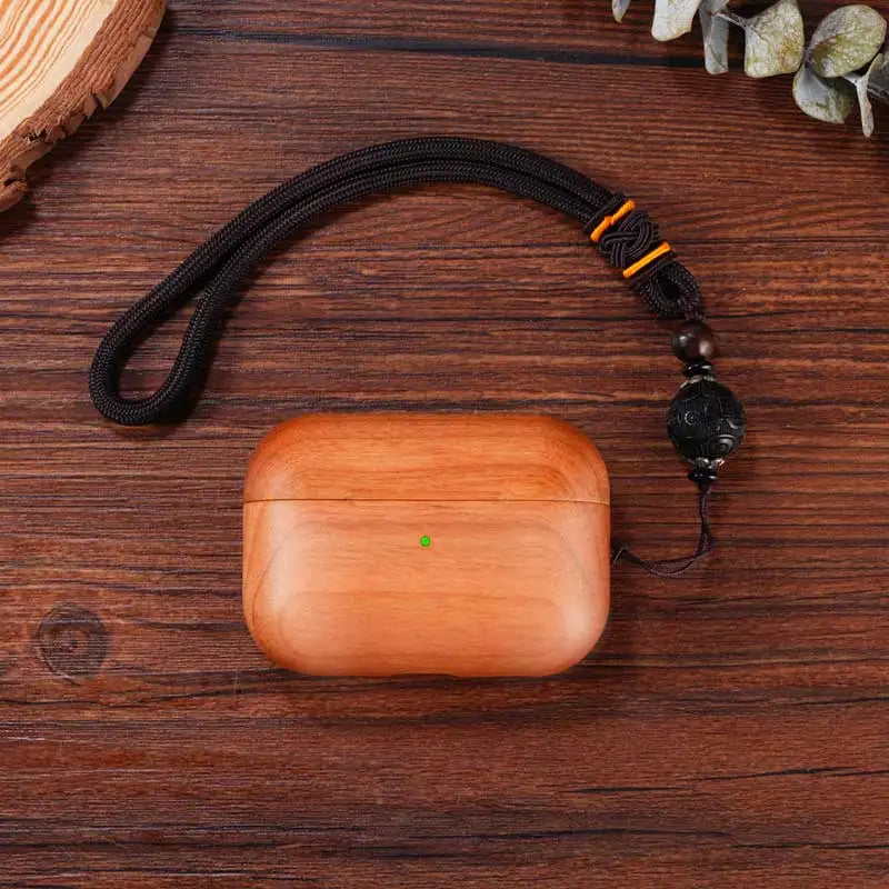 Wooden Protective Case with Lanyard for Airpods