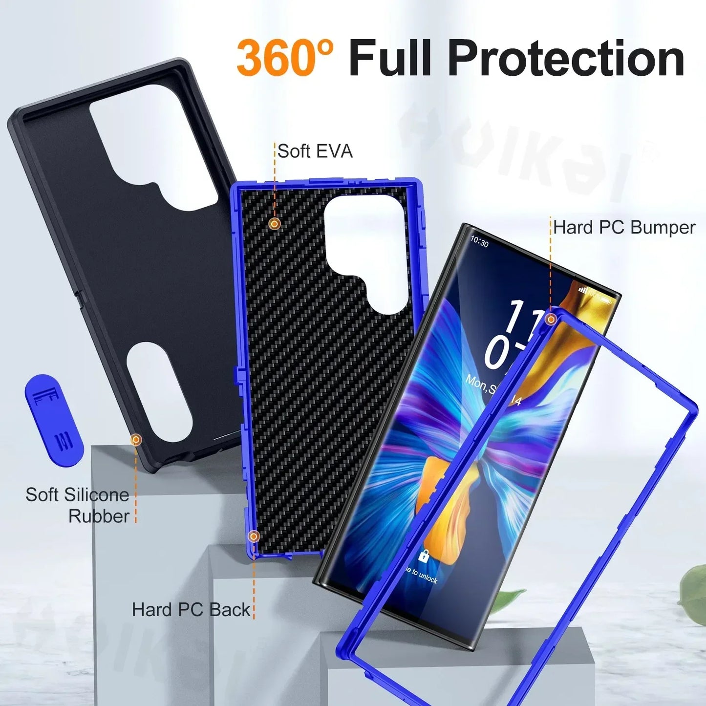 Heavy Anti-Scratch Rugged Protective Kickstand Full Body Shockproof Case for Samsung