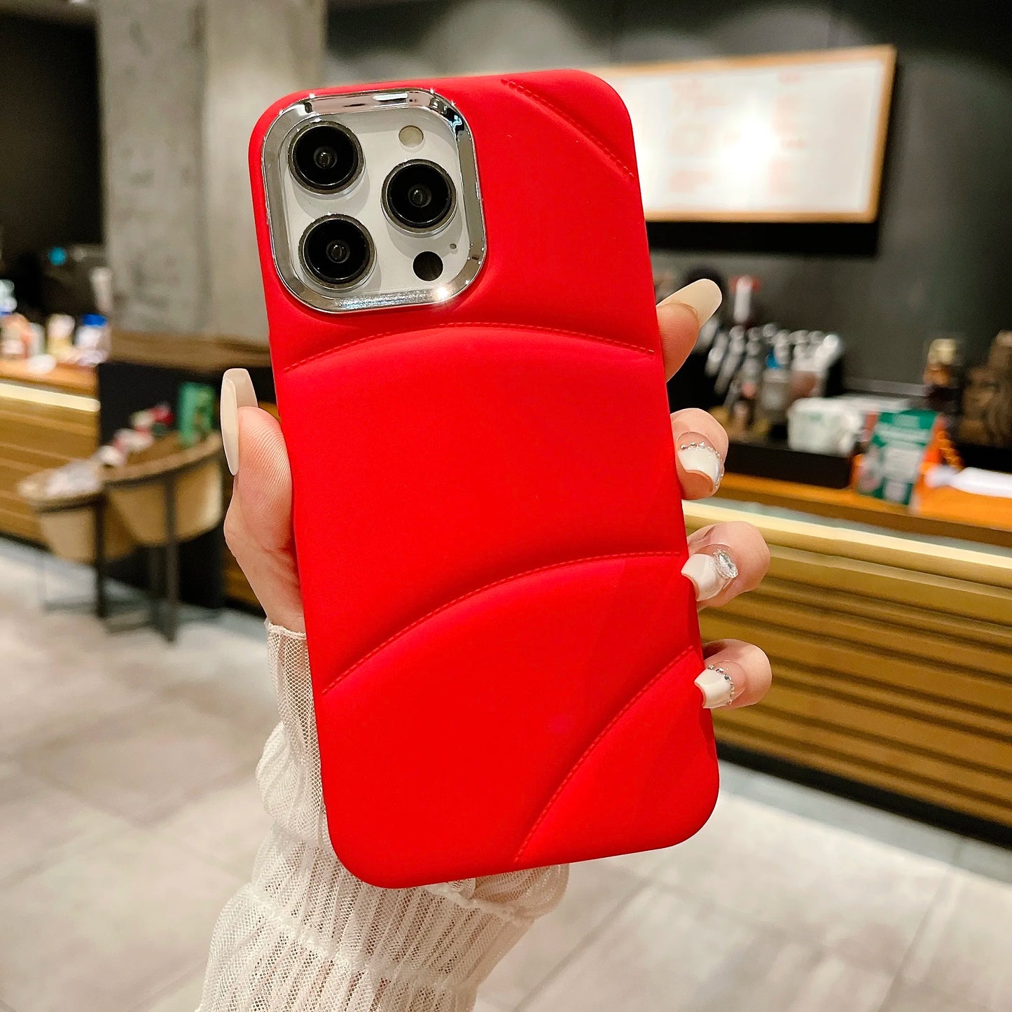 Liquid Silicone Puffer Down Jacket Soft Case For iPhone