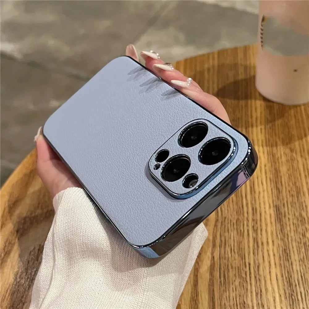 Luxury Plating Leather Shockproof Case For iPhone
