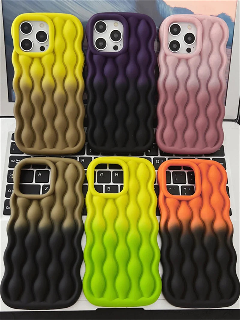 3D Wavy Gradient Dual Color Phone Case for iPhone