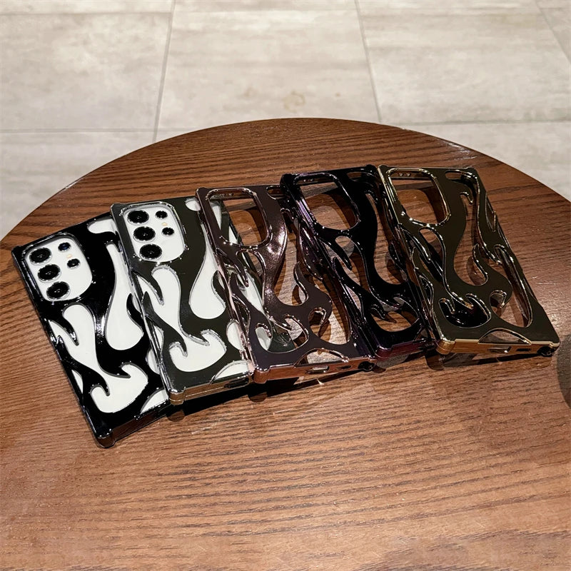 Luxury Plating Hollow 3D Flame Pattern Case For Samsung