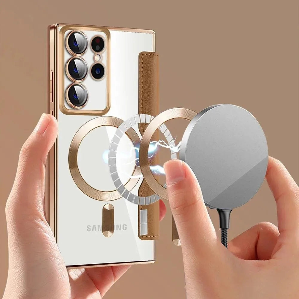 Card Holder Magnetic Leather Case for Samsung
