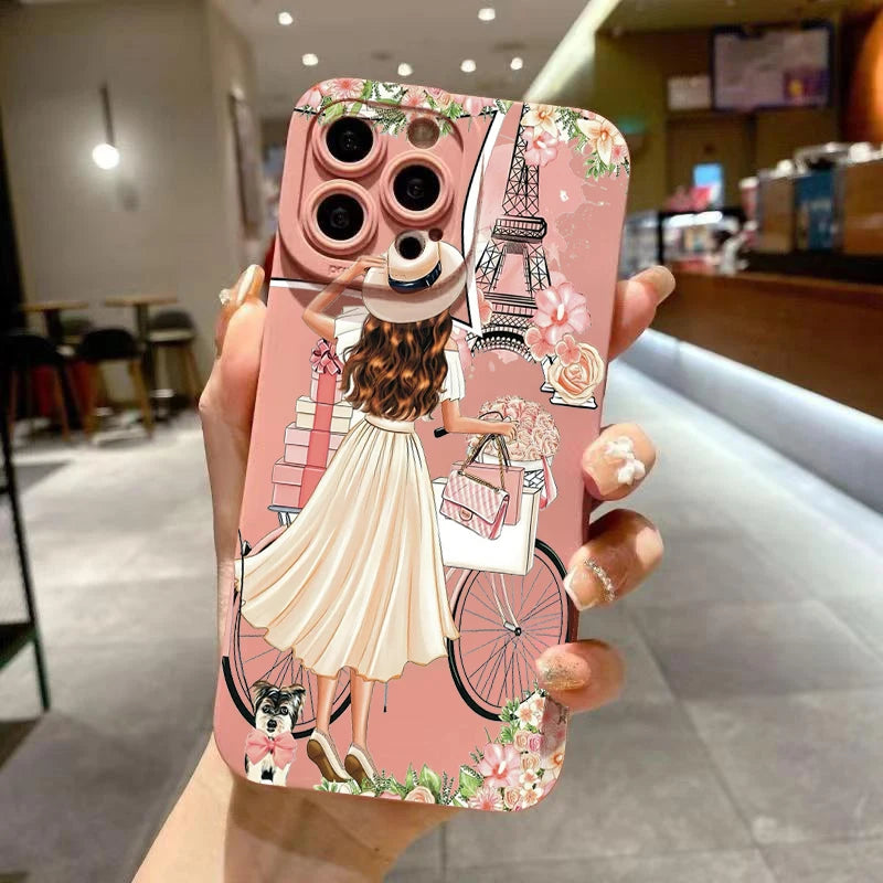 Flower Girl Pattern Decoration Phone Case for iPhone