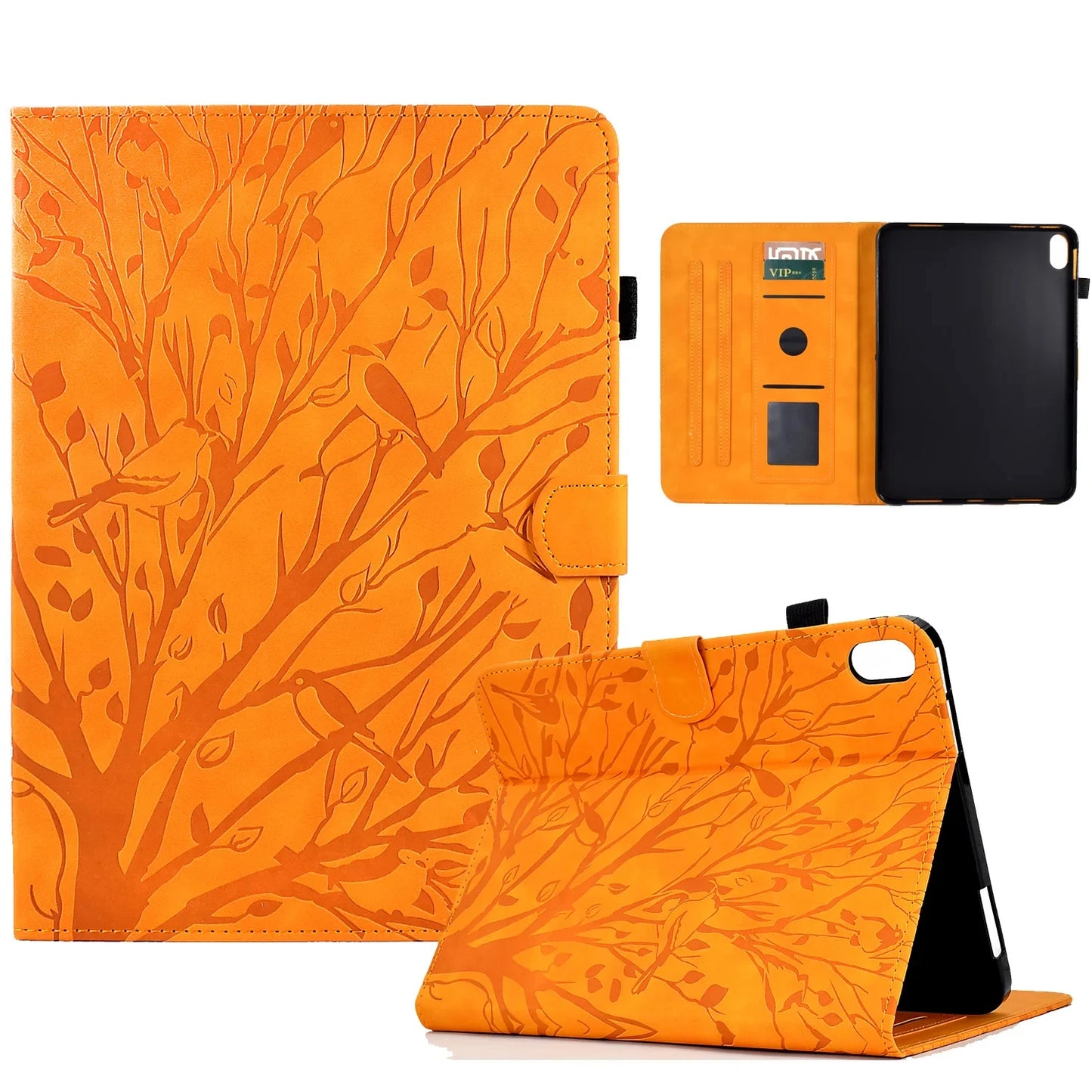 Embossed Tree Leather Wallet Case for iPad