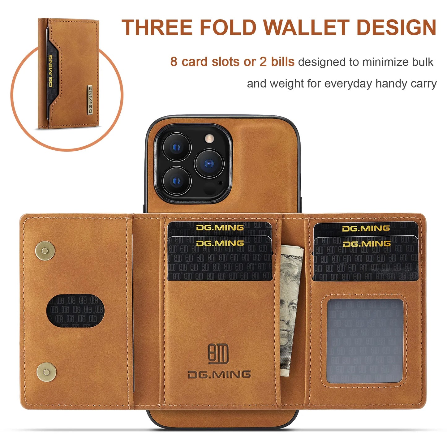 2 In 1 Detachable Magnetic Wallet Leather Case for iPhone