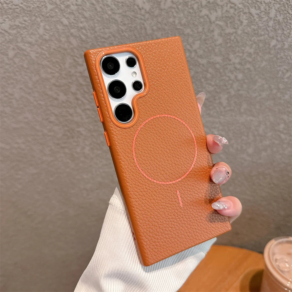 Lychee Textured Magsafe Case For Samsung