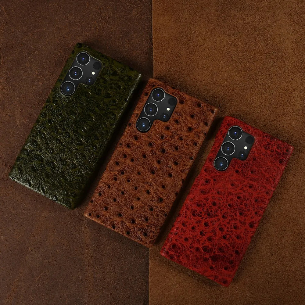 Ostrich Genuine Leather Case for Samsung