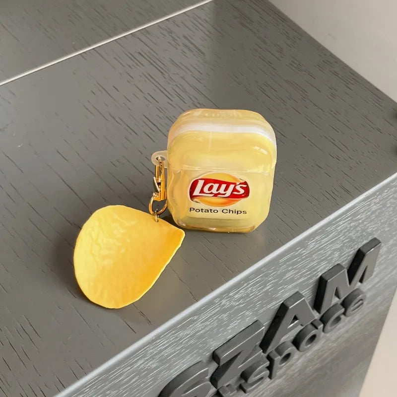 Cute Yellow Potato Chips Creative Case for Airpods