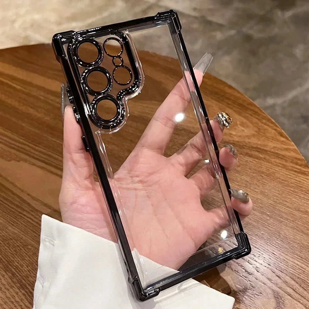 Plating Shockproof Transparent Soft Case For Samsung