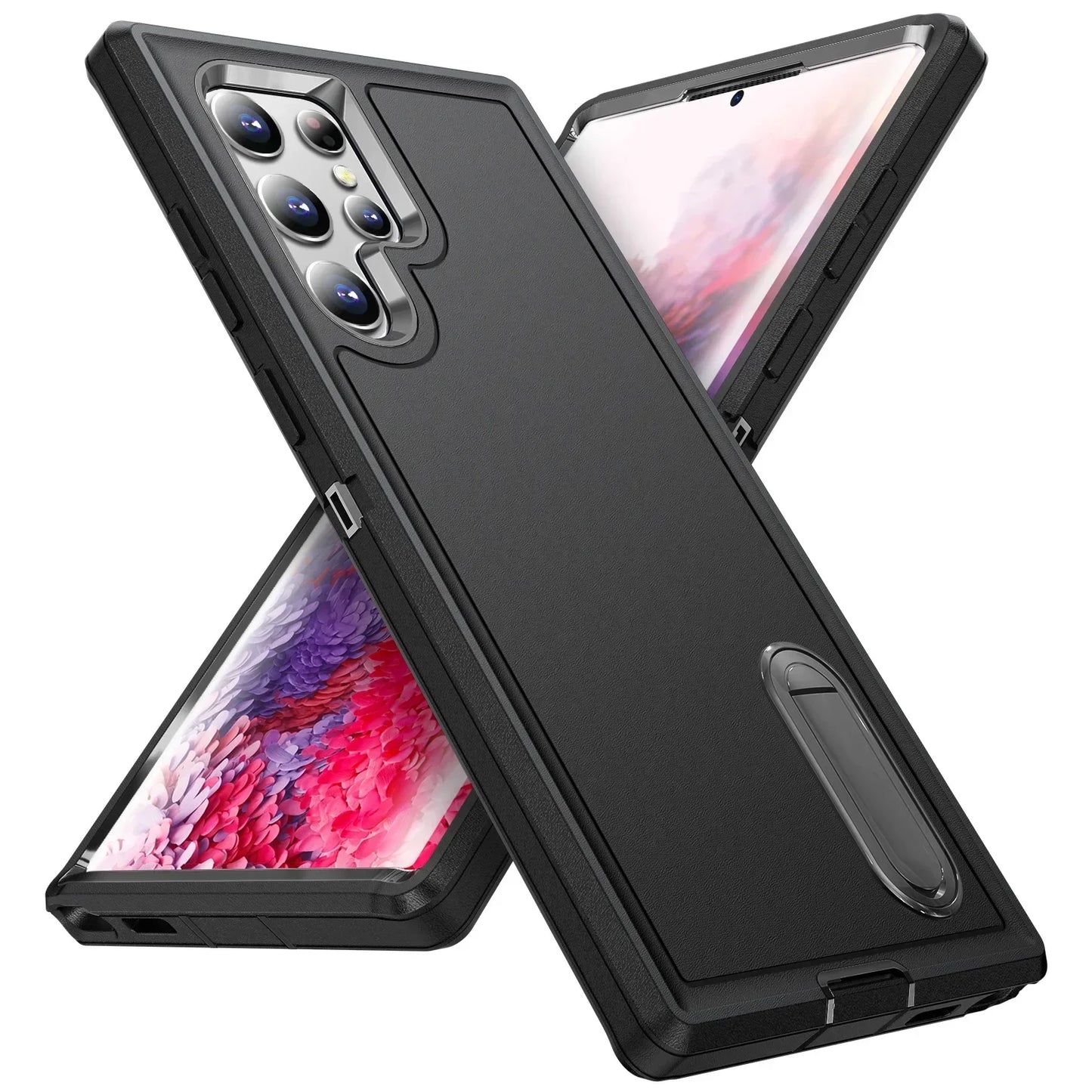 Heavy Anti-Scratch Rugged Protective Kickstand Full Body Shockproof Case for Samsung