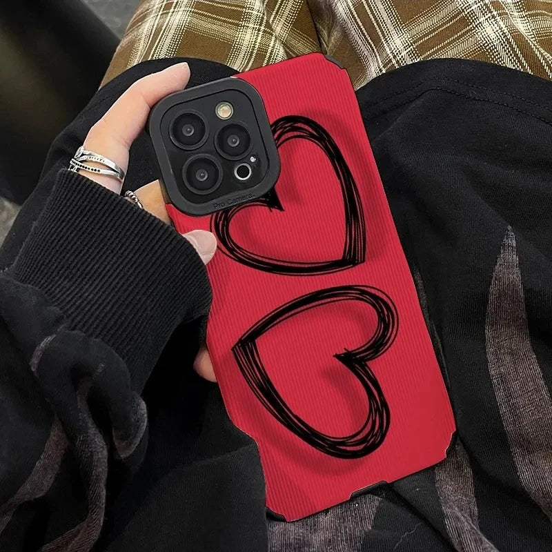 Cute Doodle Love Heart Case For iPhone