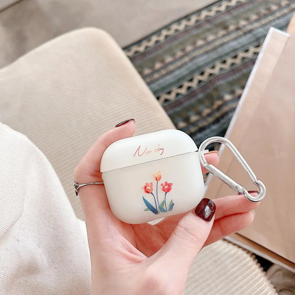 Flower Matte AirPods Case with Keychain