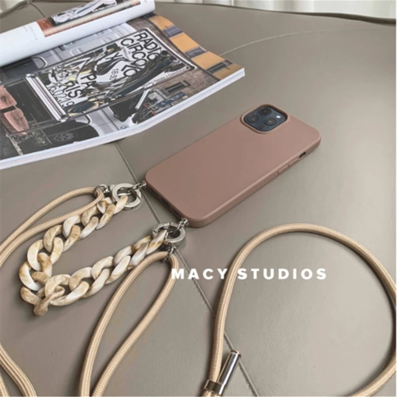 Luxury Crossbody Necklace Lanyard iPhone Soft Case