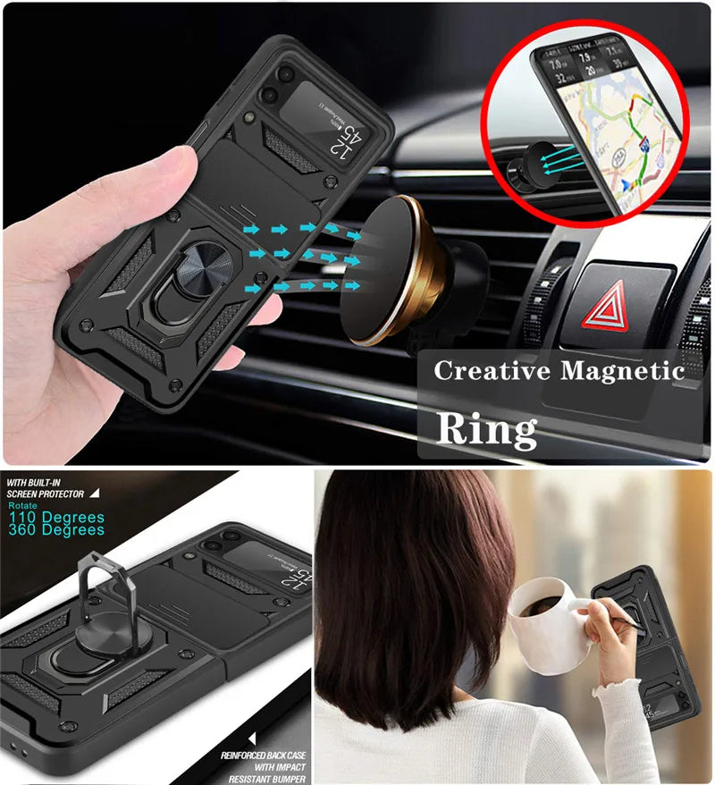 Shockproof Armor Holder Phone Cases for Galaxy Z FLIP