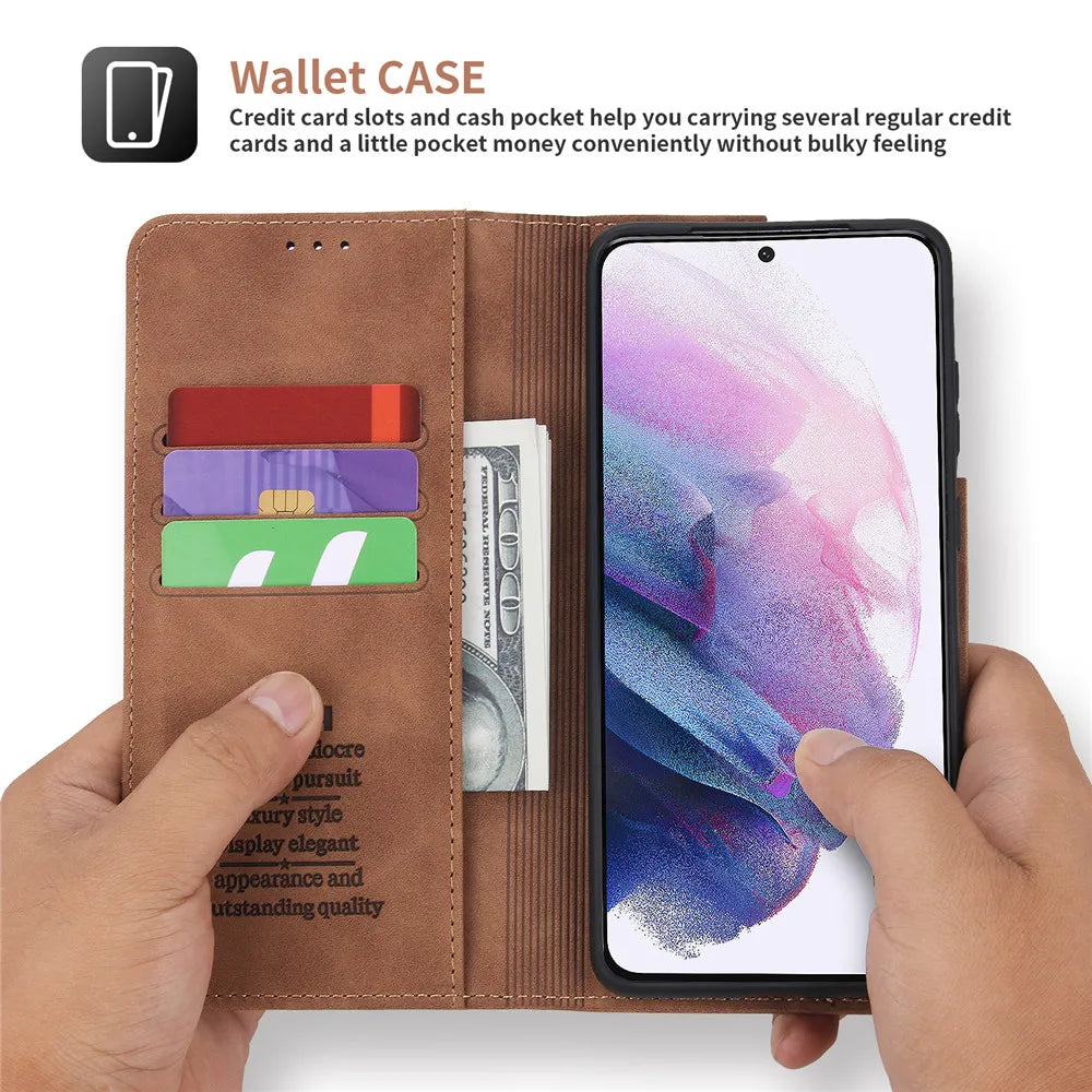 Luxury Leather Wallet Flip Case For Samsung Galaxy