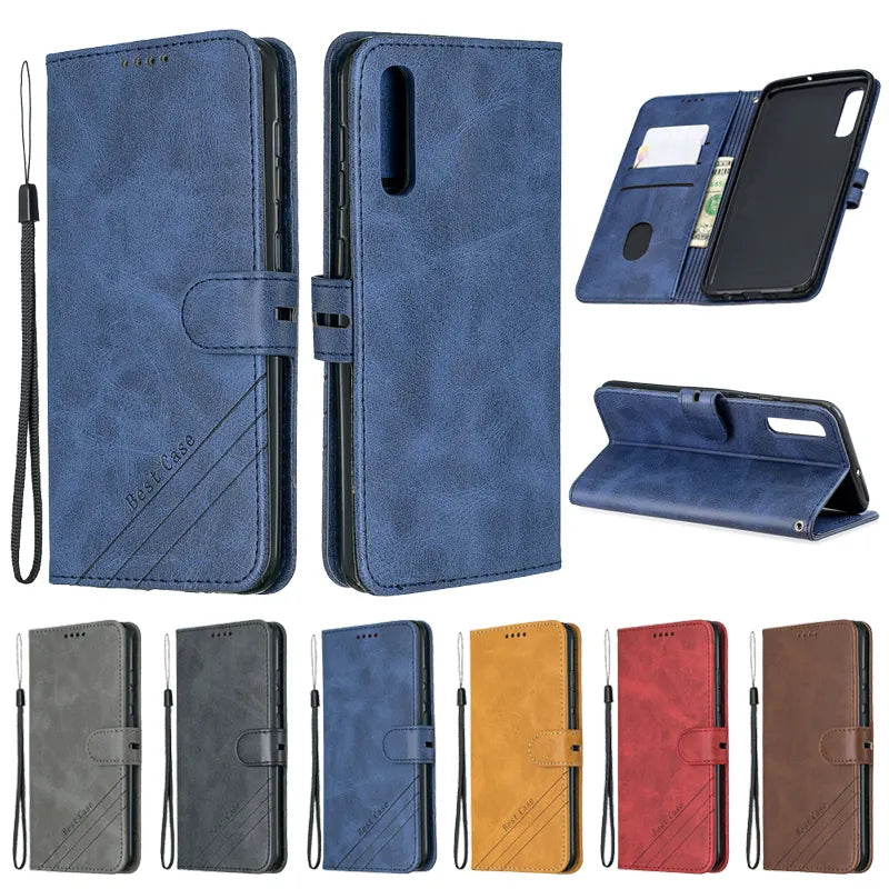 Leather Wallet Flip Case For Samsung Galaxy A50