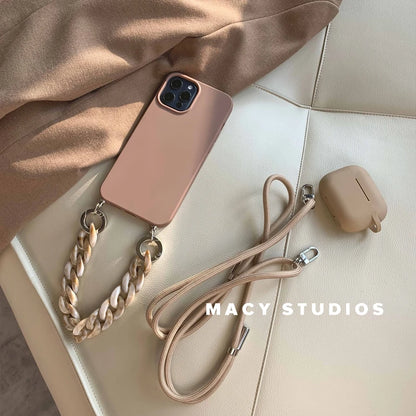 Luxury Crossbody Necklace Lanyard iPhone Soft Case